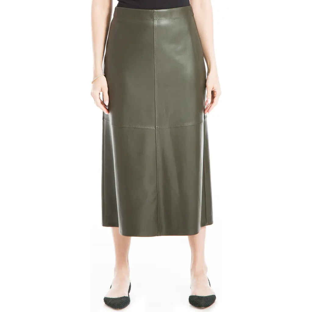MAX STUDIO Faux Leather A-Line Skirt in Loden at Nordstrom Rack, Size Small | Nordstrom Rack