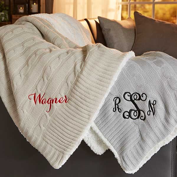Classic Cable Knit Personalized Throw Blanket | Personalization Mall
