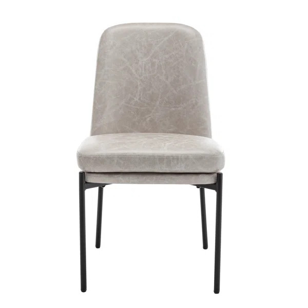 Modern Curved Back Dining Chair With Metal Base - Distressed Faux Leather | Wayfair North America