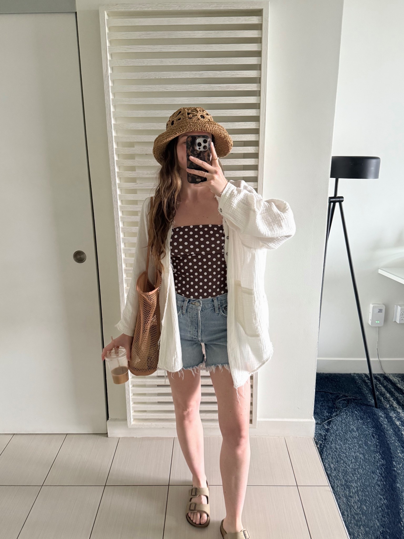 adorable one piece swim suit and so flattering, wearing a small! denim shorts tts, some of my favorites I’ve had for years! Button down is old fp, linked similar 

Vacation outfit, beach outfit 

#LTKSwim #LTKSeasonal