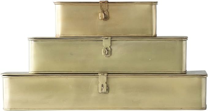 Decorative Metal Boxes with Gold Finish (Set of 3 Sizes) | Amazon (US)