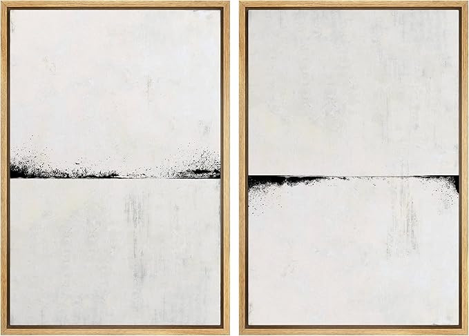 MUDECOR Framed Canvas Print Wall Art Set Black Gray Grunge Paint Stroke Landscape Abstract Shapes... | Amazon (US)