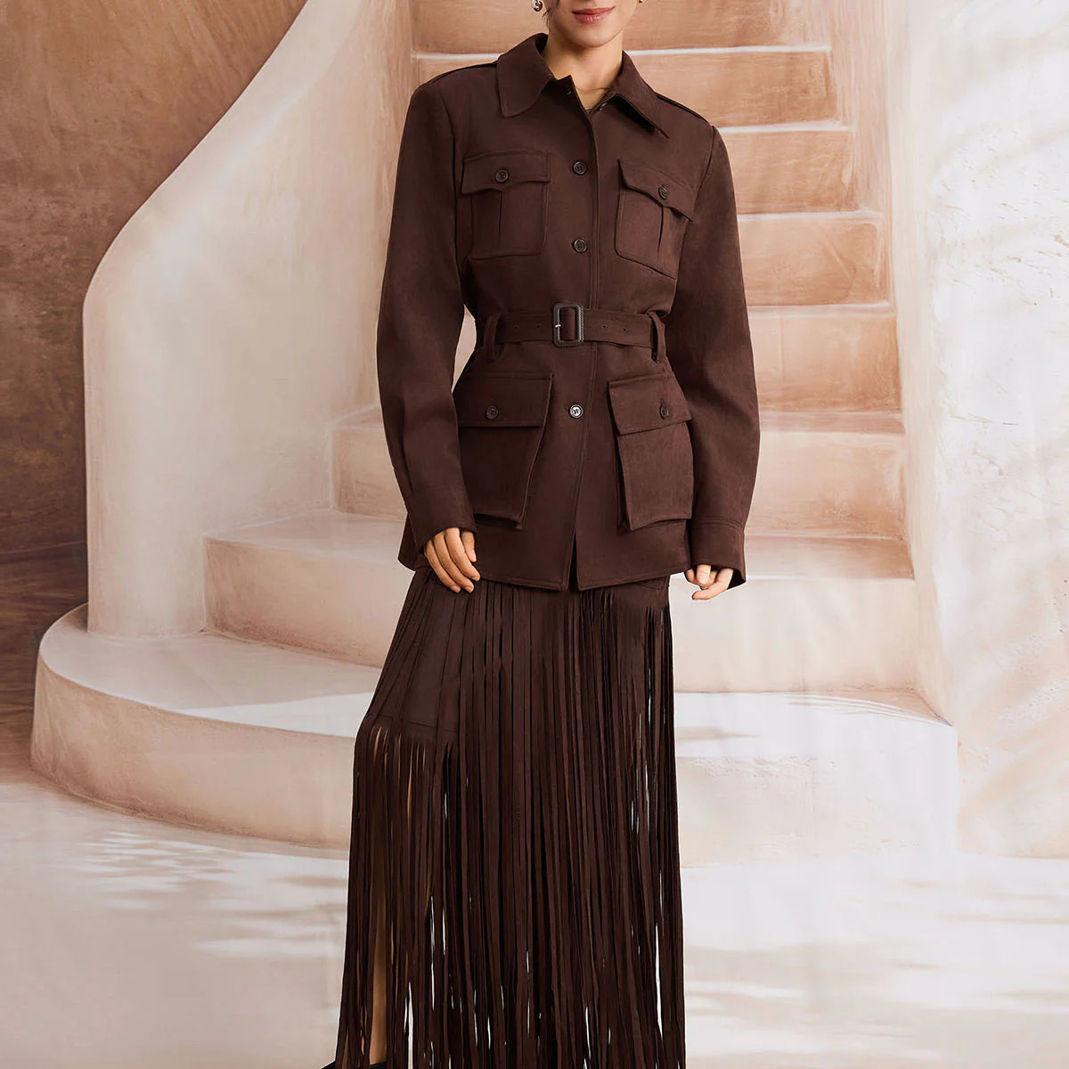 ASOBIO Suede Trucker Jacket | Women's Outerwear | ASOBIO (US)