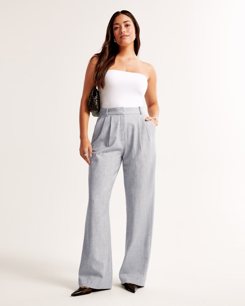 Women's Curve Love A&F Harper Tailored Ultra Wide Leg Pant | Women's Bottoms | Abercrombie.com | Abercrombie & Fitch (US)