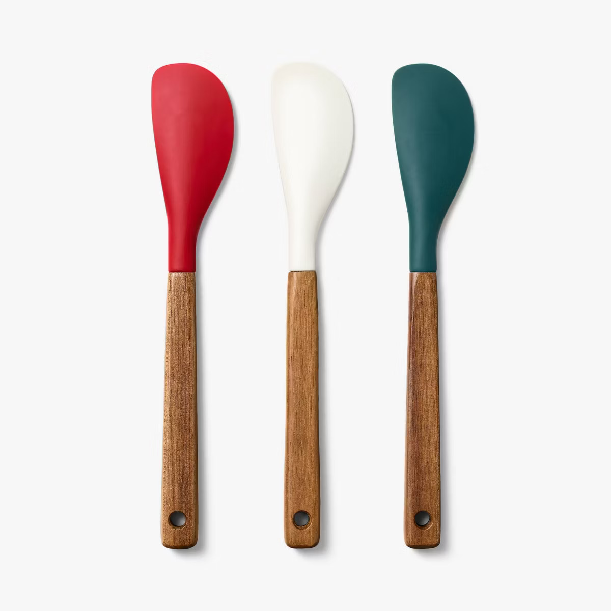 3pc Mini Spatula Set Red/Green/Cream - Figmint™: Acacia & Silicone, Nonstick, Hand Wash, Kitche... | Target