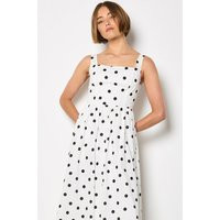 Apricot Polka Dot Smocked Midi Dress In White | Dorothy Perkins (UK)