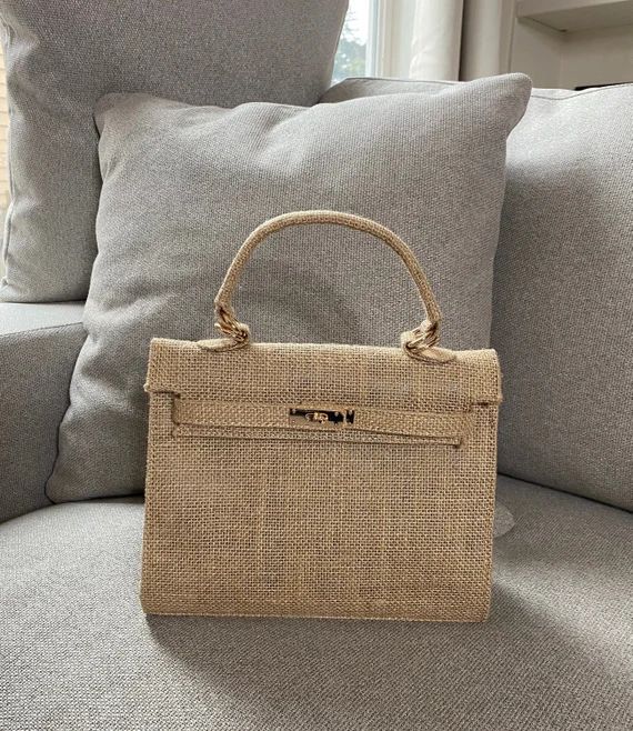 Beach Bag  Mini Jute Beach Bag  Burlap Mini Beach Bag | Etsy | Etsy (US)