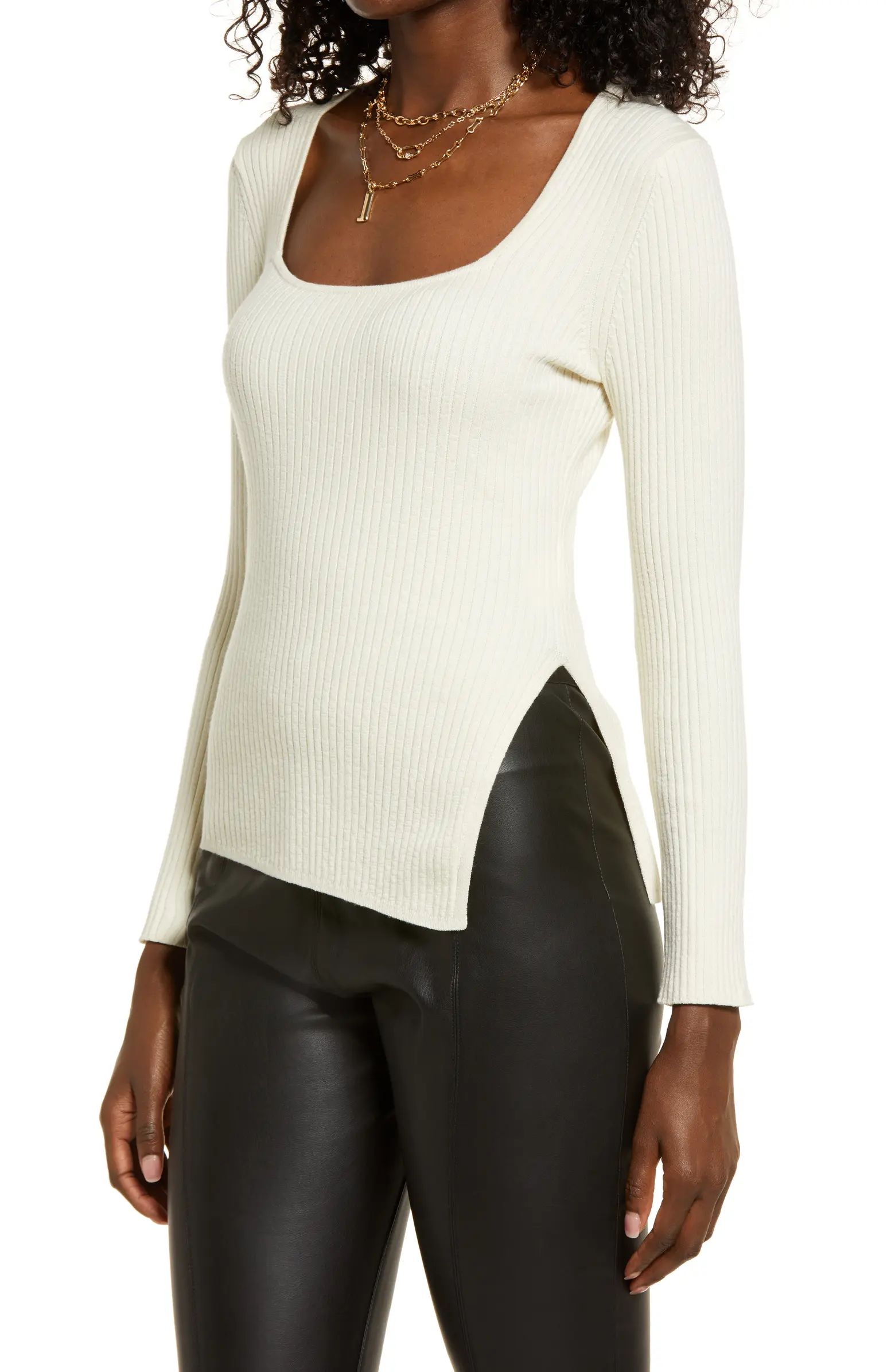 Open Edit Rib Scoop Neck Sweater | Nordstrom | Nordstrom