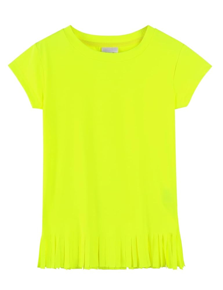 Noomelfish Girls Short Sleeve Fringe T-Shirts Soft Jersey Cotton Tee Tops (3-12 Years) | Amazon (US)