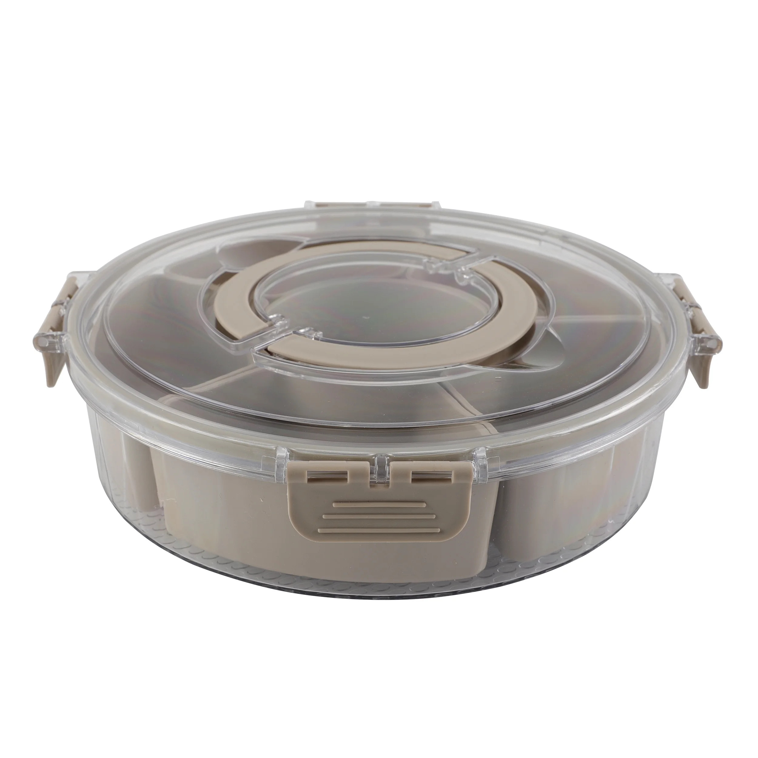 COOK WITH COLOR TAUPE ROUND 6 DIVIDER SNACKLE BOX WITH CARRYING HANDLE AND TURNABLE BASE - Walmar... | Walmart (US)