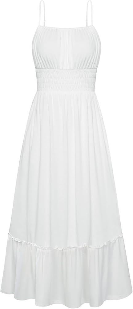 GRACE KARIN Women's Summer Maxi Dress 2026,Smocked Ruched Bust Sundress with Adjustable Straps & ... | Amazon (US)