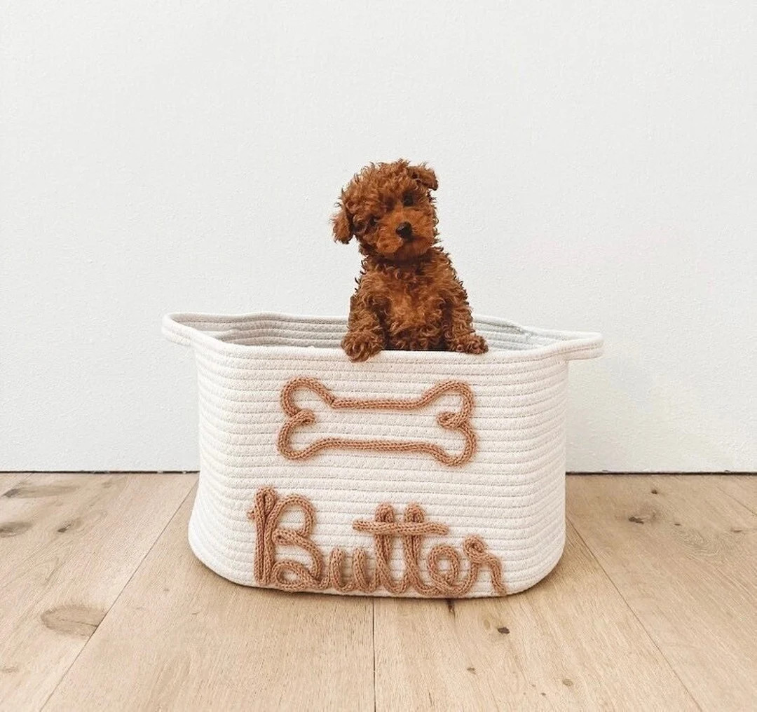 Personalized Toy Crate for Dog Custom Toy Basket Custom Name Treat Bin Puppy Basket Chew Toys New... | Etsy (US)