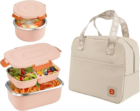 18/8 Stainless Steel Bento Box, Bento Lunch Box with Soup Bowl for Kids and Adults, Food Containe... | Amazon (US)