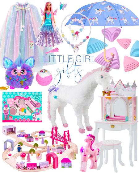 Gifts for a little girl | bath bomb | bracelet | Barbie | unicorns | kids vanity | little girl makeup | fairy | train set | makeup kit | play set | princess | furby 

#LTKGiftGuide #LTKkids #LTKHoliday