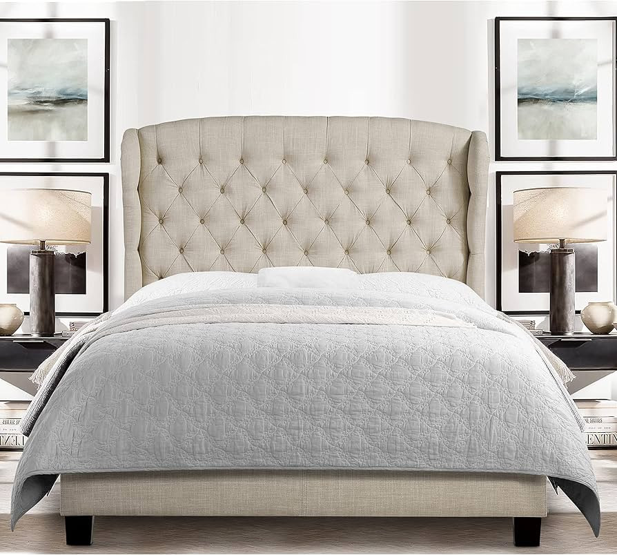 Rosevera Issac Upholstered Polyester Tufted Button Signature Design Wingback with Adjustable Head... | Amazon (US)