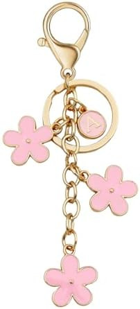 Cute Initial Letter Keyring for Women Girls Nice Flower Keychains for Handbag Backpack | Amazon (US)