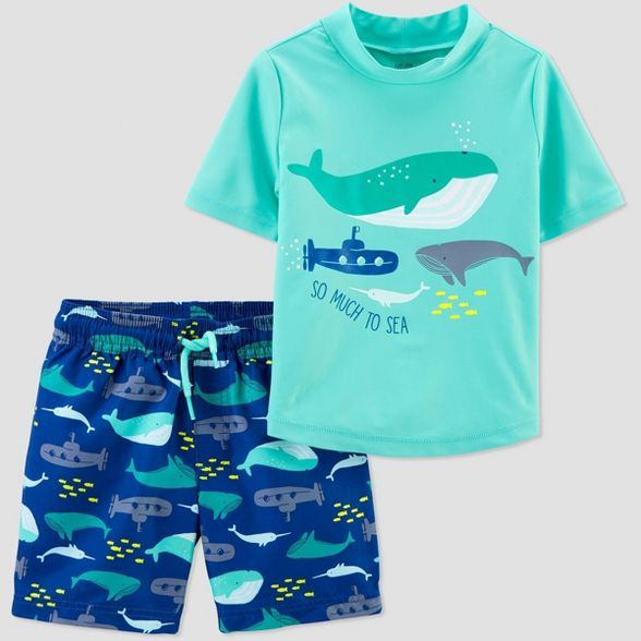 Baby Boys' Whales Swim Rash Guard Set - Just One You® made by carter's Blue | Target