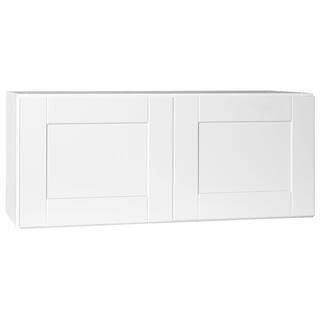 Shaker 36 in. W x 24 in. D x 12 in. H Assembled Deep Wall Bridge Kitchen Cabinet in Satin White w... | The Home Depot