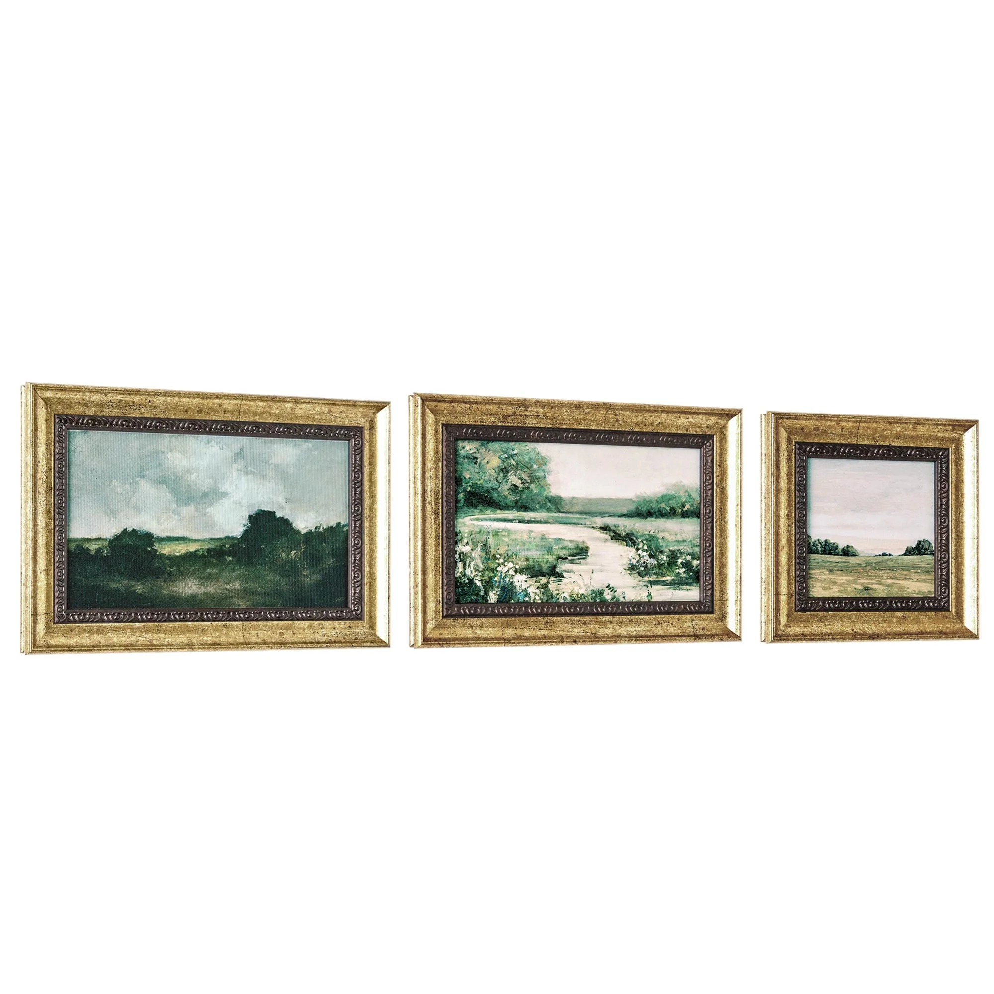 Beautiful Classic Landscape Wall Art Set of 3, Vintage Framed Wall Décor, Gold Brushed Multi-Siz... | Walmart (US)