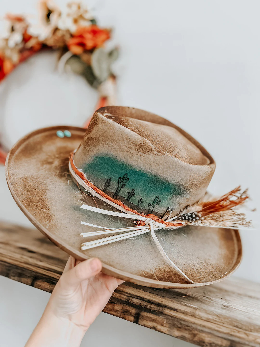 Cactus Country Hat Western Burned Hat Burned Fedora Hat - Etsy | Etsy (US)