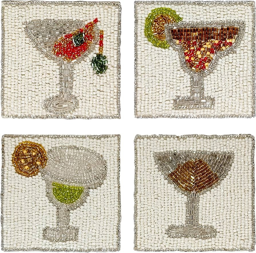Beaded Coasters for Drinks or Coffee Table, Cute Coasters for Farmhouse Style Table, 4" Square De... | Amazon (CA)