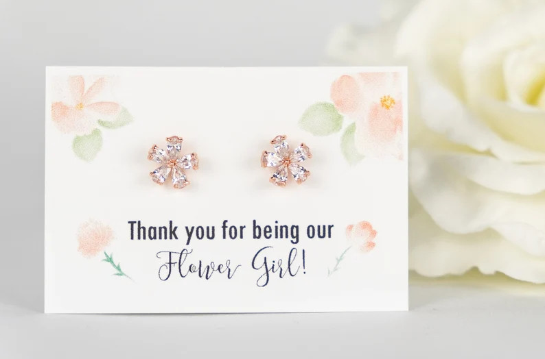 CZ Crystal Flower Girl Earrings | Flower Earrings | Flower Girl Jewelry | Flower Girl Proposal Gi... | Etsy (US)