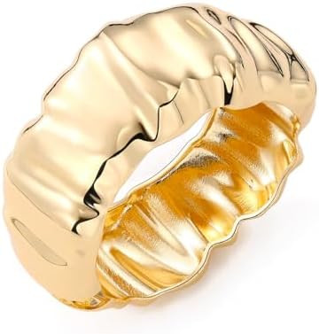 KISS WIFE Golden Bangles for Women, Trendy Minimalist Chunky Golden Bracelet, Big Thick Stackable... | Amazon (US)