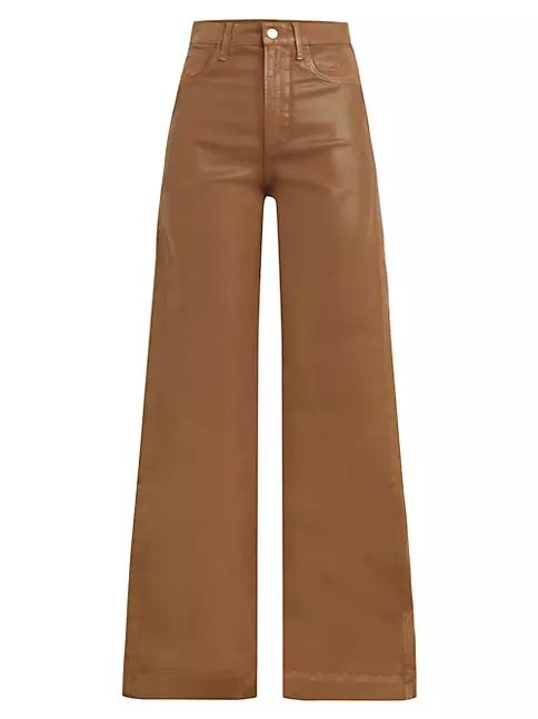 The Mia High-Rise Stretch Coated Wide-Leg Jeans | Saks Fifth Avenue