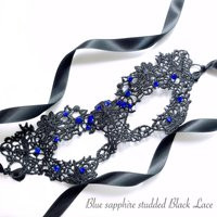 Black Women Lace Masquerade Mask With Blue Rhinestones Handcrafted Crystals | Etsy (US)