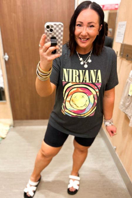 New graphic tees at Target! Wearing an xxl!  Love the colors on this one!  Xxl ribbed biker shorts! Sandals run tts! 


#LTKOver40 #LTKMidsize #LTKSeasonal
