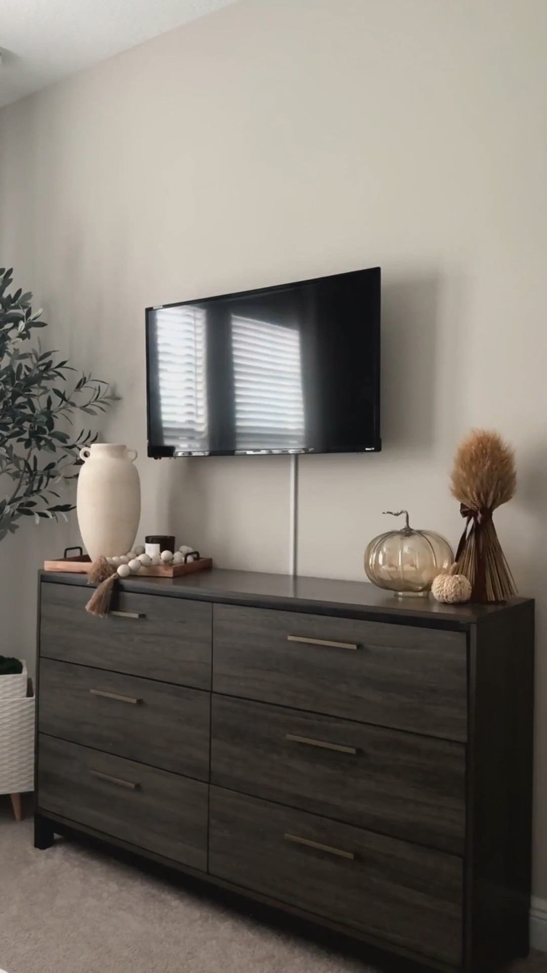 A little fall refresh for the dresser 🤎🍂 Swapped summer accents for warm neutrals and cozy textures. Everything is linked for an easy seasonal update! #LTKhome #FallDecor #LTKfinds