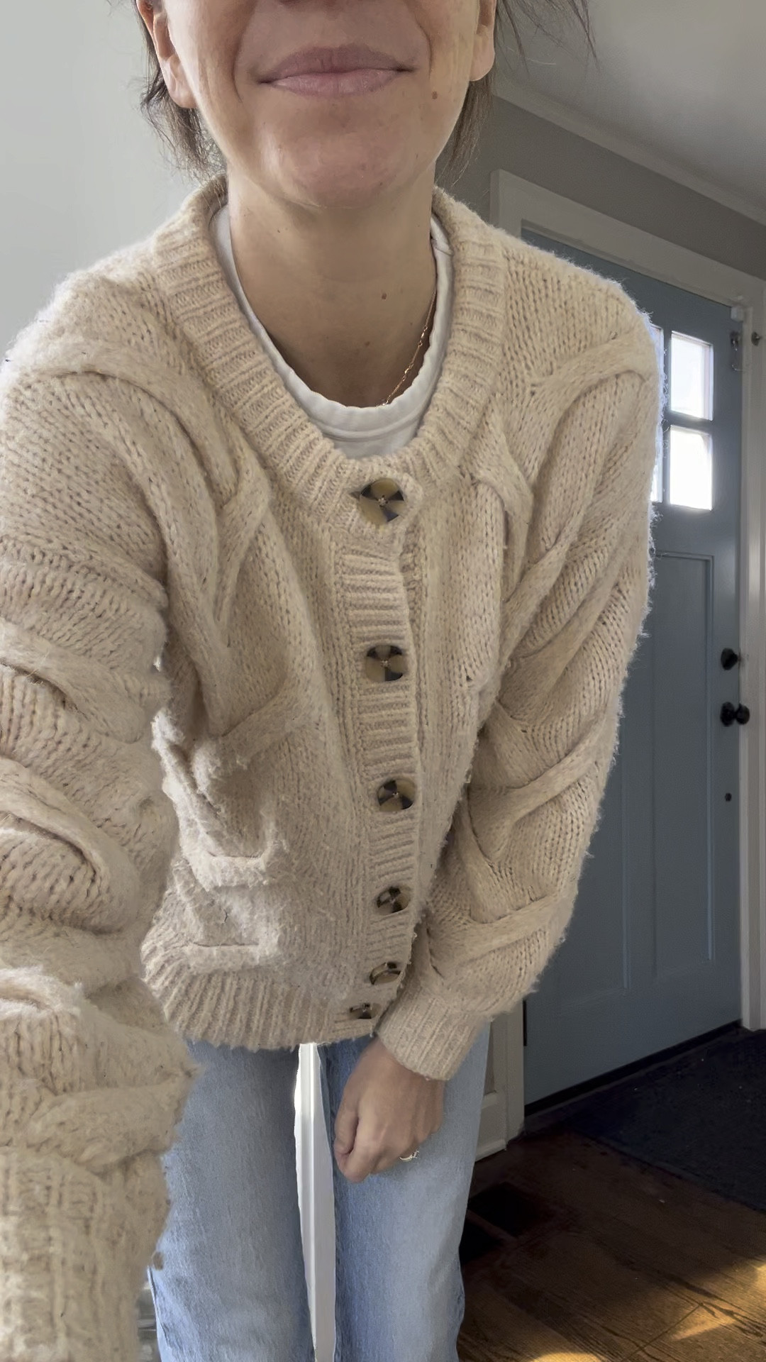 Winter ootd - chunky knit cardigan with a hat for my unwashed hair 🤪

#LTKStyleTip #LTKFindsUnder50