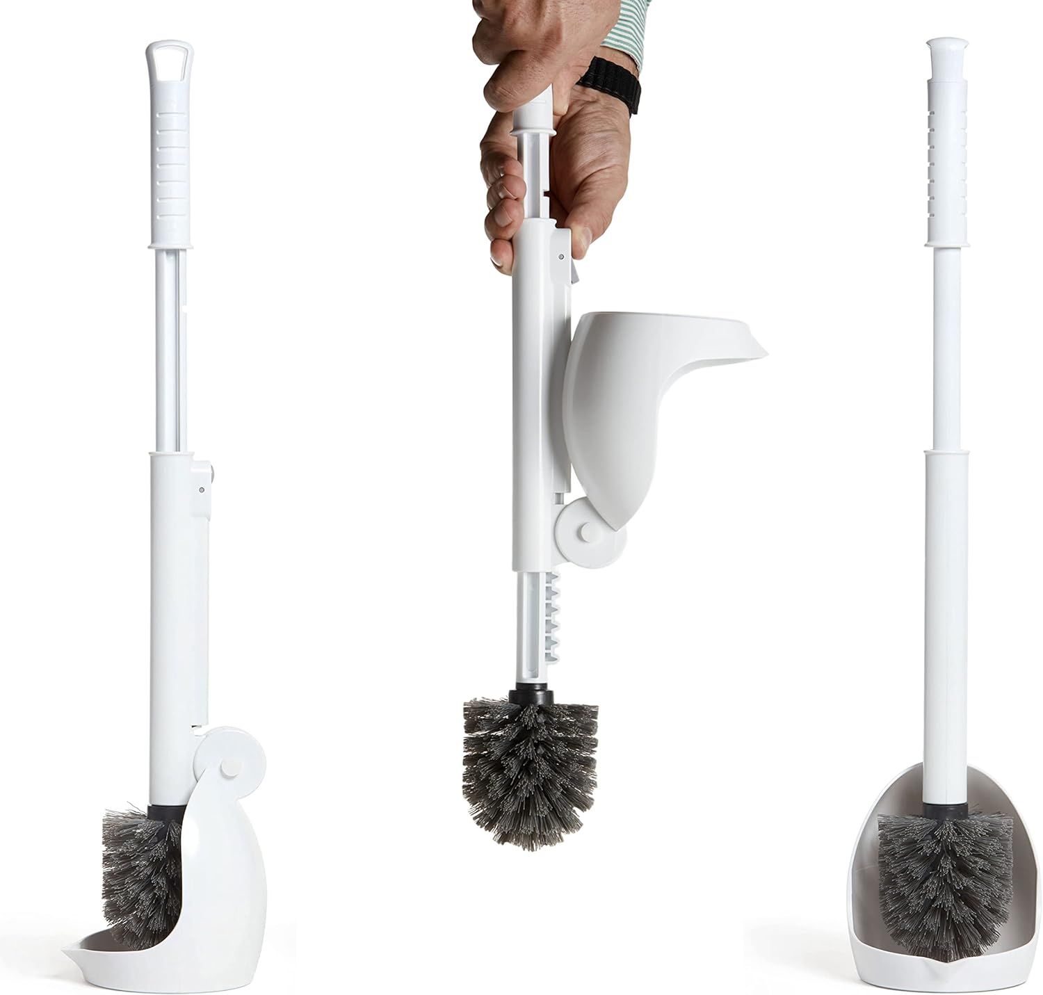 ELYPRO Drip-Free Toilet Brush with Holder - Hygienic White Bathroom Bowl Cleaner, Portable Scrubb... | Amazon (US)