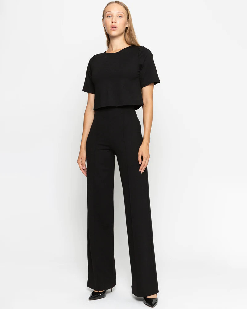 Black Ponte Knit Straight Leg Pant | Ripley Rader