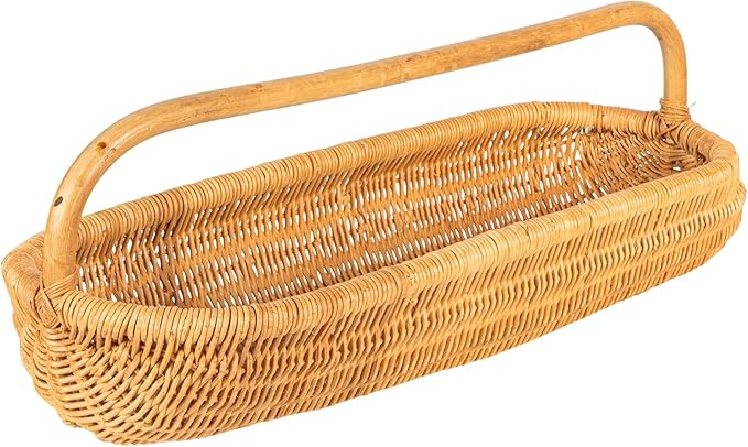 Creative Co-Op Hand-Woven Rattan Basket with Handle, Natural | Amazon (US)