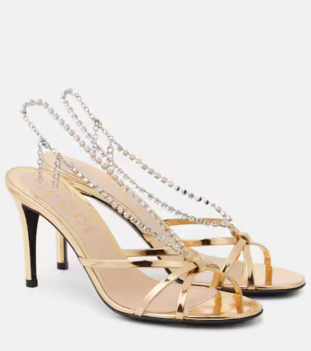Embellished metallic leather sandals | Mytheresa (US/CA)