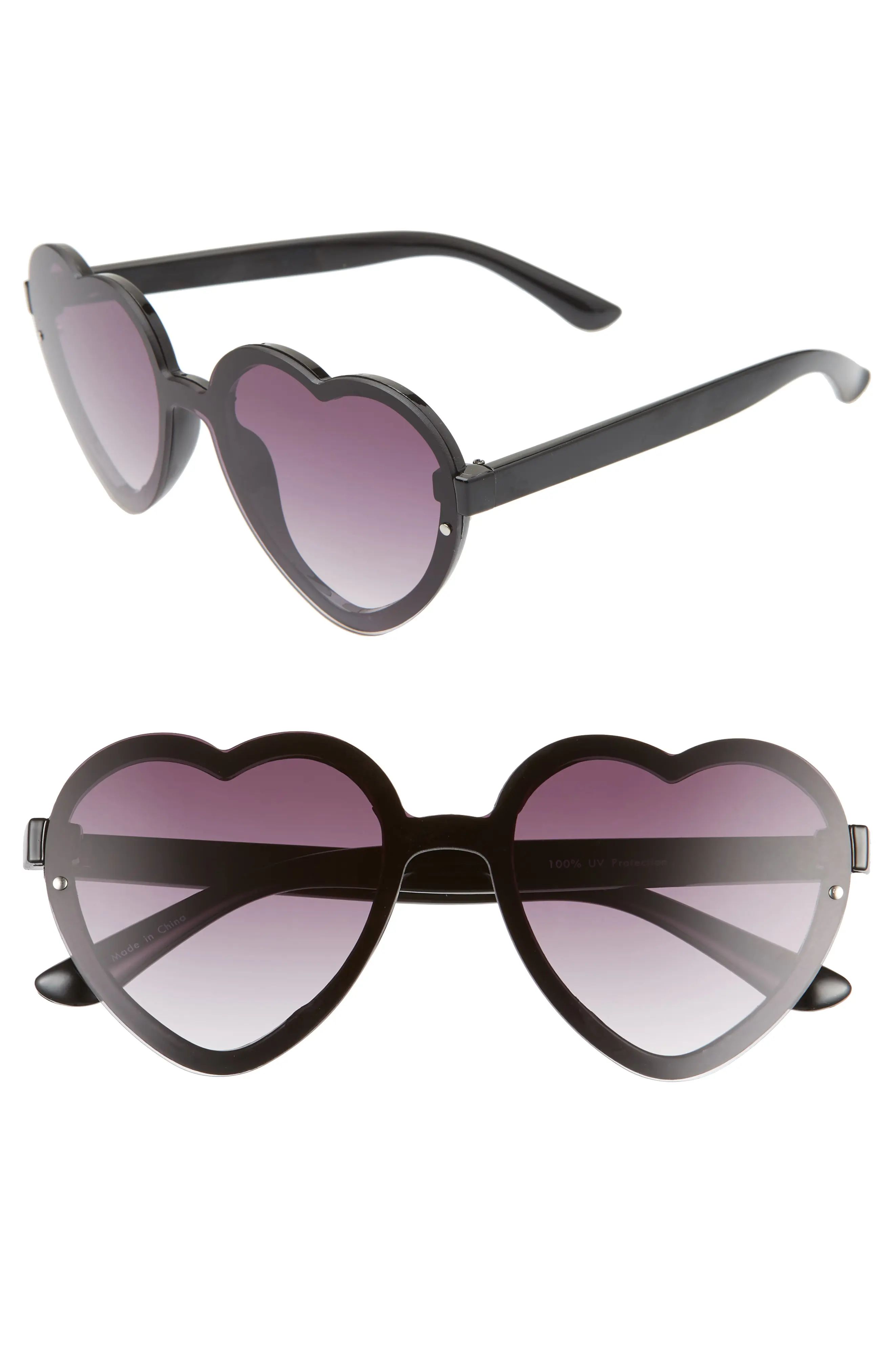 Women's Bp. 52mm Flat Front Heart Shape Sunglasses - Black | Nordstrom