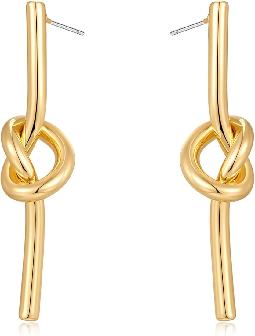 Large Gold Knot Hoop Earrings for Women 18K Gold Hoop Earrings Statement Lightweight Hoops Trendy... | Amazon (US)