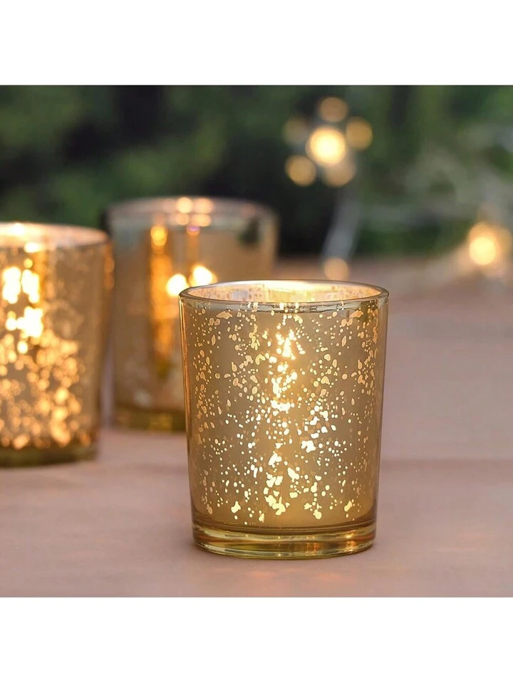 6/12/24/36pcs Gold Votive Candle Holders, Speckled Mercury Gold Glass Candle Holder Bulk,  Suitable For Wedding Centerpiece Table Decorations& Party Home Decor,Room Decor,Gifts Birthday Graduation | SHEIN