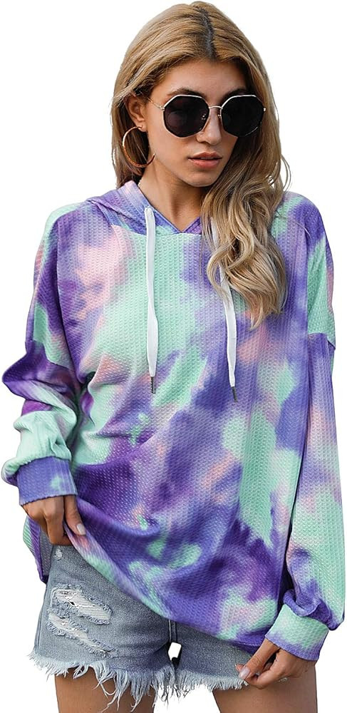 Blooming Jelly Women's Tie Dye Hoodie Oversized Sweatshirt Long Sleeve Shirts Lightweight Pull... | Amazon (US)