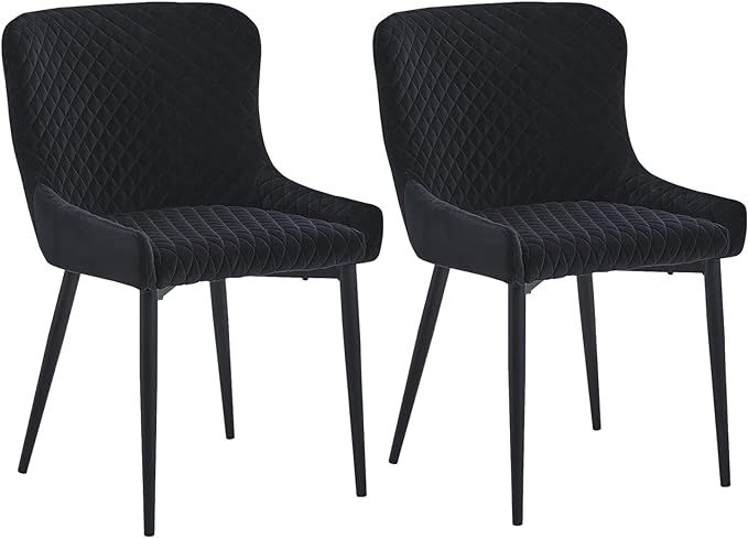CLIPOP Mid-Century Modern Dining Chairs Set of 2, Velvet Fabric Dining Chair with Metal Leg, Wing... | Amazon (US)
