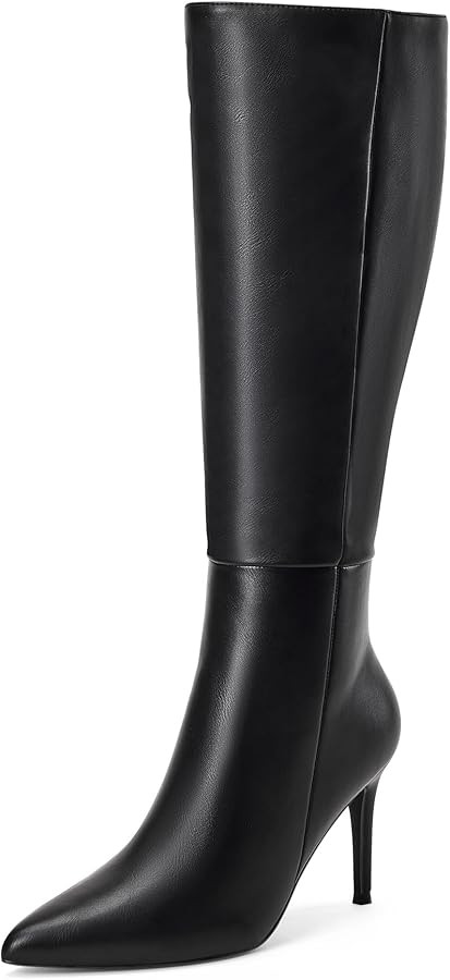 GENSHUO Women’s Stiletto Knee High Boots 3 Inch Closed Pointed Toe Boots High Side Zipper Heels... | Amazon (US)