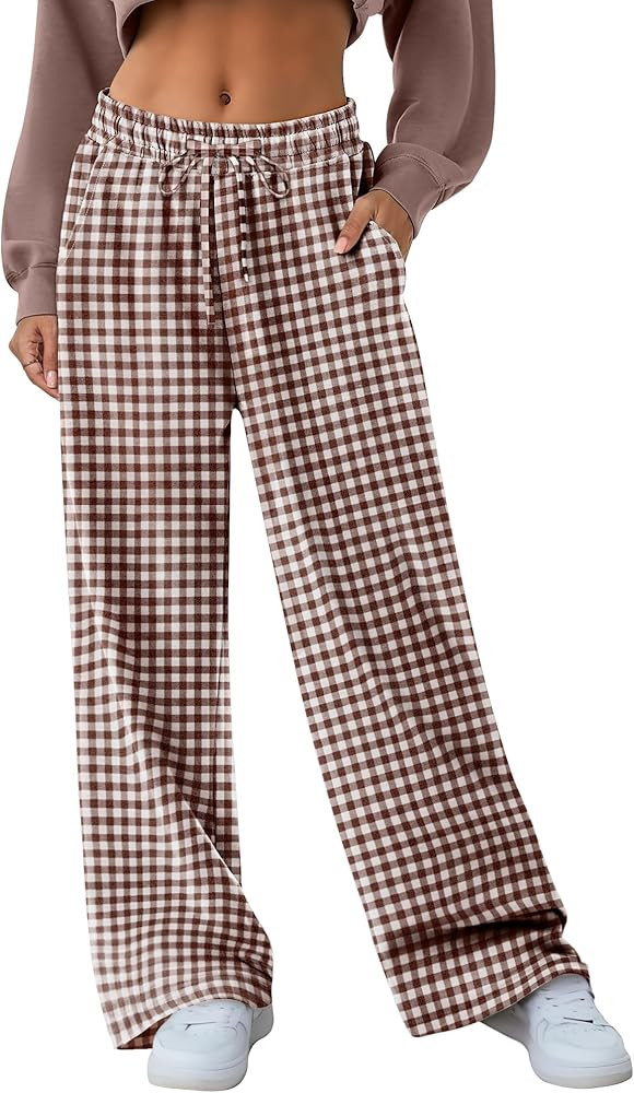 Neer Women's Gingham Pants Cotton Plaid Pajama Lounge Boxer Pants Drawstring Pj Bottoms Casual Wi... | Amazon (US)