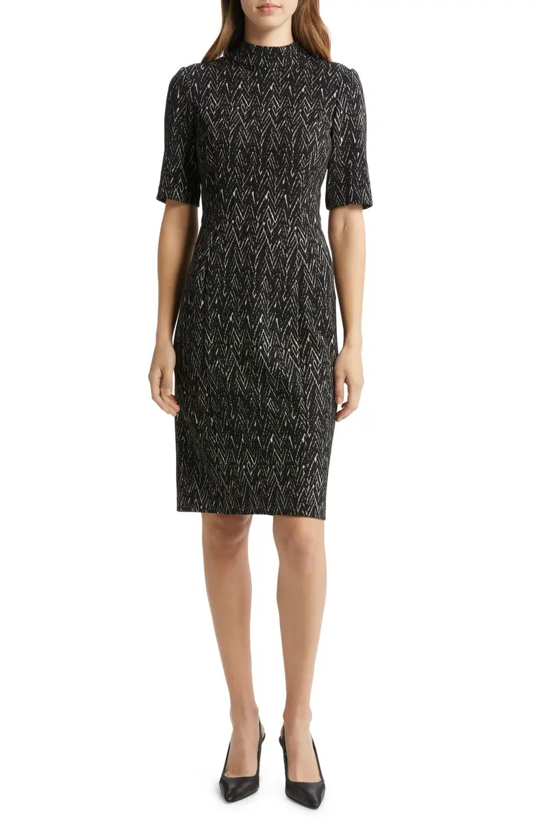 Eliza J Abstract Herringbone Print Sheath Dress | Nordstrom | Nordstrom