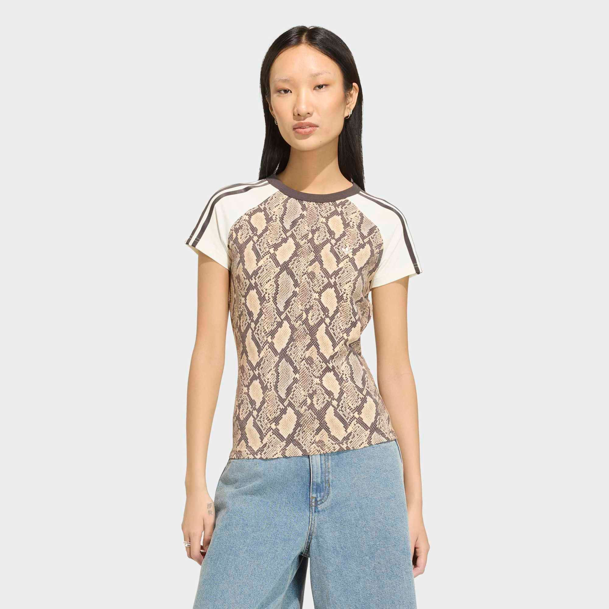 adidas Originals Women's Snake Print Cali Tee, Small, Snake Print/Beige | DICK'S Sporting Goods