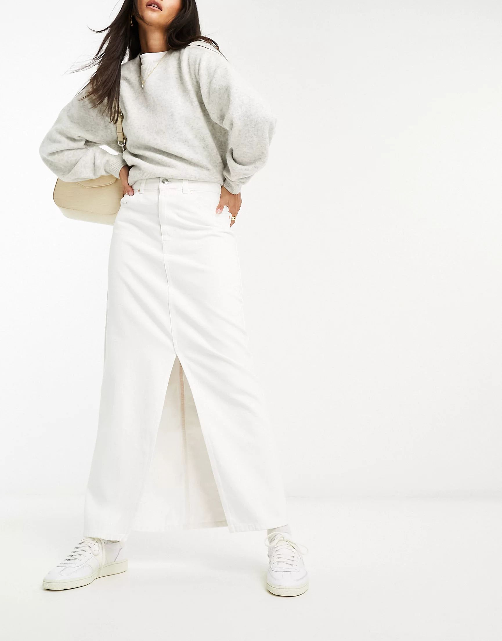 Mango maxi split skirt in white | ASOS (Global)