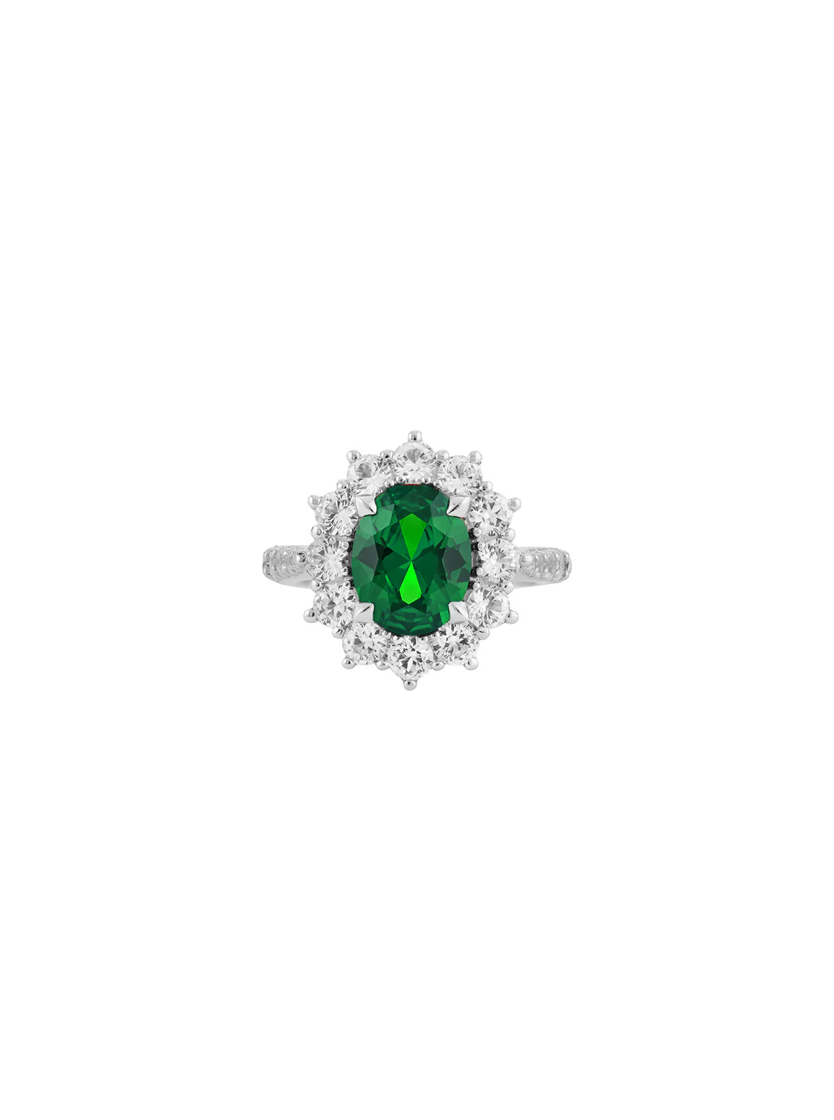 PETITE SPENCER, LAB EMERALD RING, SILVER | Dorsey