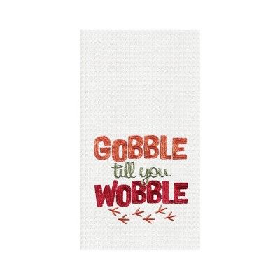 C&F Home 18" x 27" Gobble Till You Wobble Fall Thanksgiving Embroidered Waffle Weave Kitchen Towe... | Target