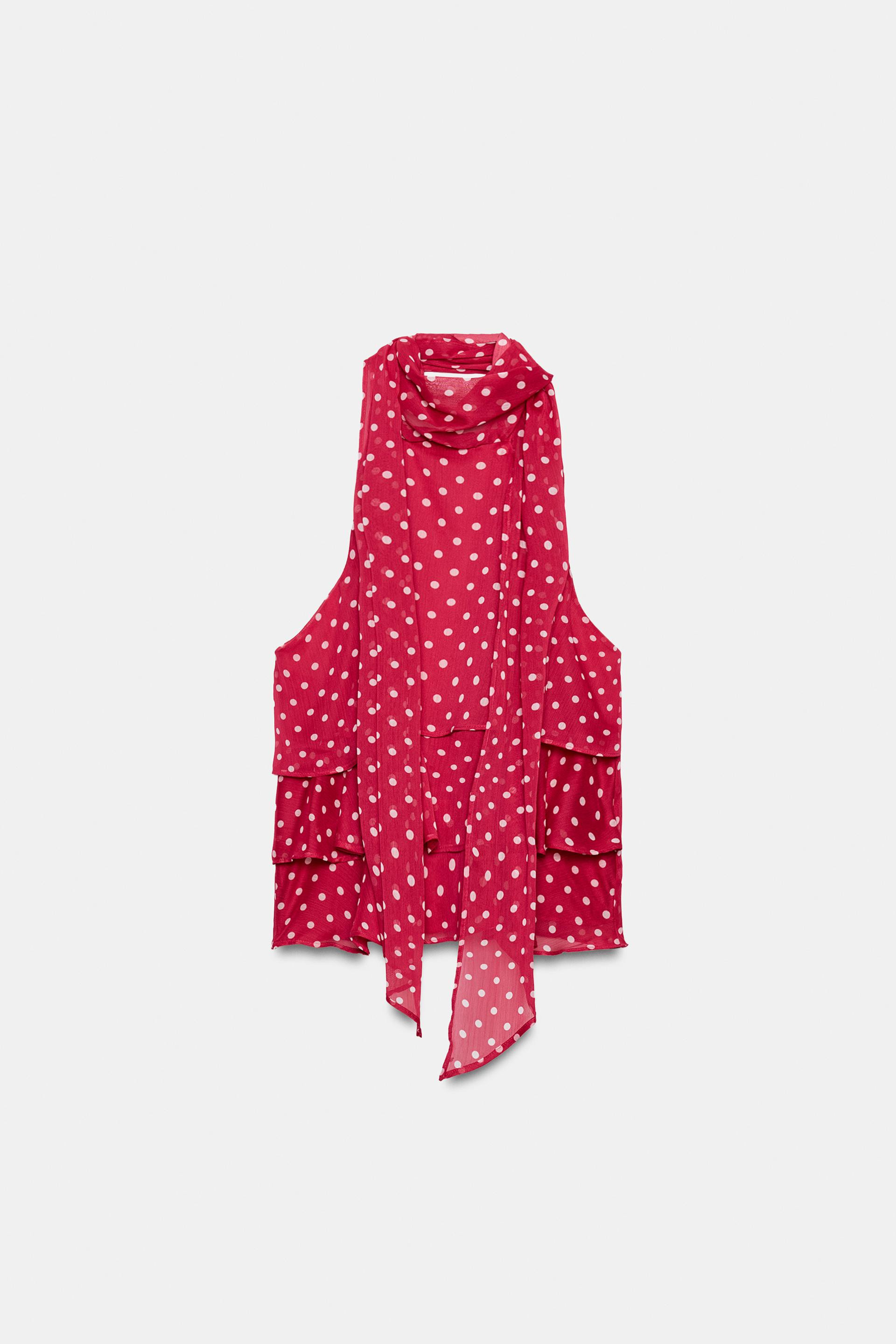 RUFFLED HALTER NECK TOP WITH DOTS | Zara US