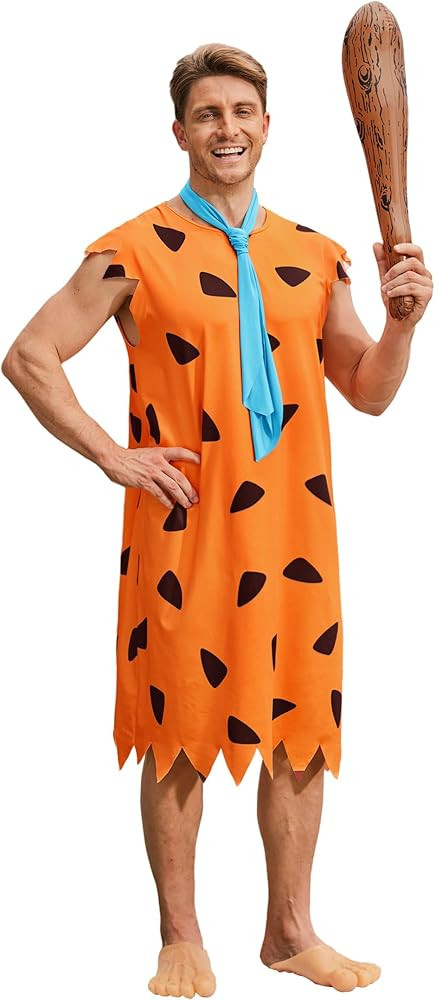 Arvilhill Mens 3 Pcs Caveman Costume Tunic Tie Bat Halloween Adult Party Outfits (M-4XL) | Amazon (US)